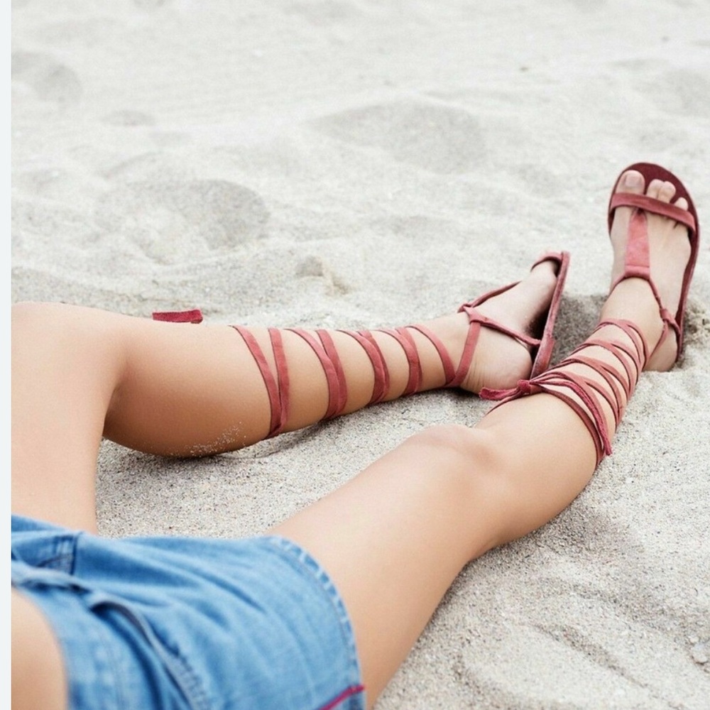 Free People Pink Strappy Sandals